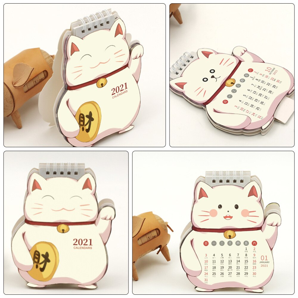 1Pc Desk Calendar Adorable Compact Fortune Cat Calendar Calendar Paper Calendar for Bedroom