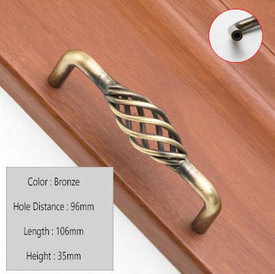 Vintage Antique Bronze Drawer Knobs Cabinet Handles Hollow Out Birdcage Handles Wardrobe Door Pullers Furniture Handle: Bronze C 96mm