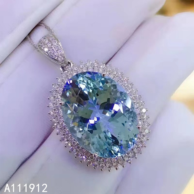 KJJEAXCMY fine jewelry natural blue topaz 925 sterling silver women pendant necklace chain support test