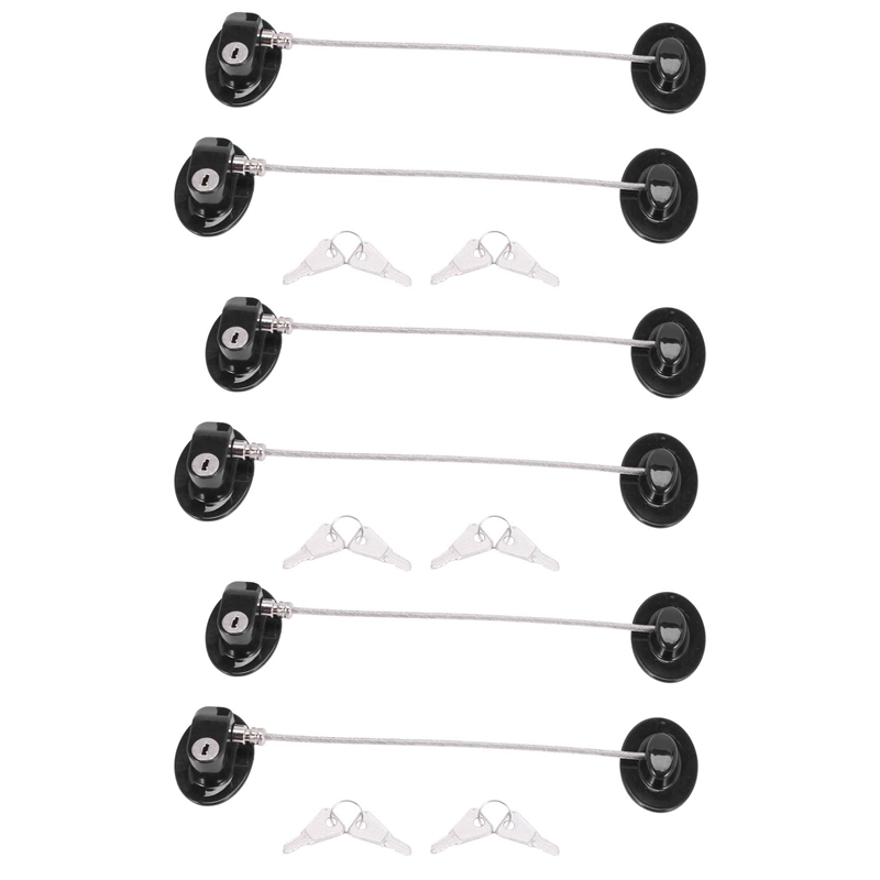 6 Pieces Refrigerator Door Lock Strong Adhesive Freezer Door Lock File Drawer Lock Child Safety Cupboard Lock with Key: Default Title
