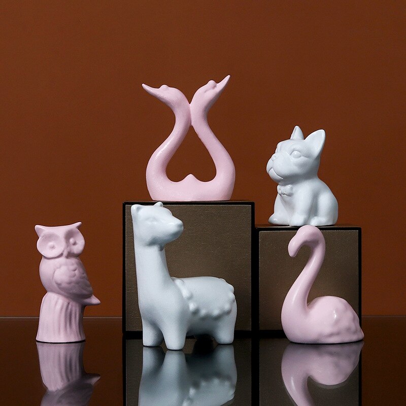 Moderne harpiks dyredekorationer bord fe have miniature figurer enhjørning flamingo jule hjemmedekoration tilbehør