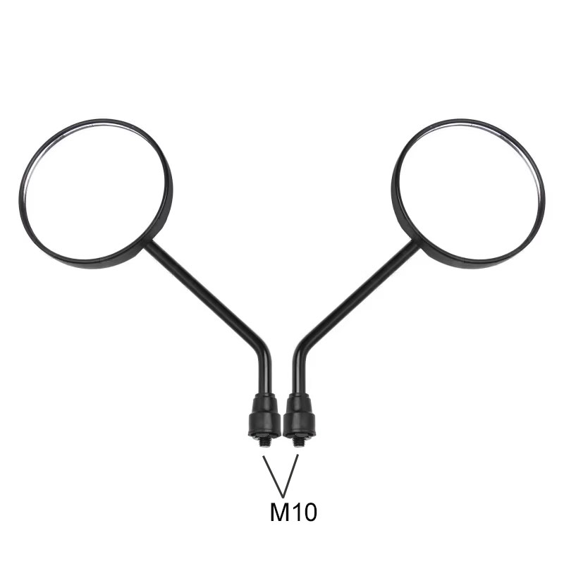 Um par preto motocicleta scooter espelhos universal moto espelho retrovisor m8 m10 redondo oval espelho convexo: Cinza escuro