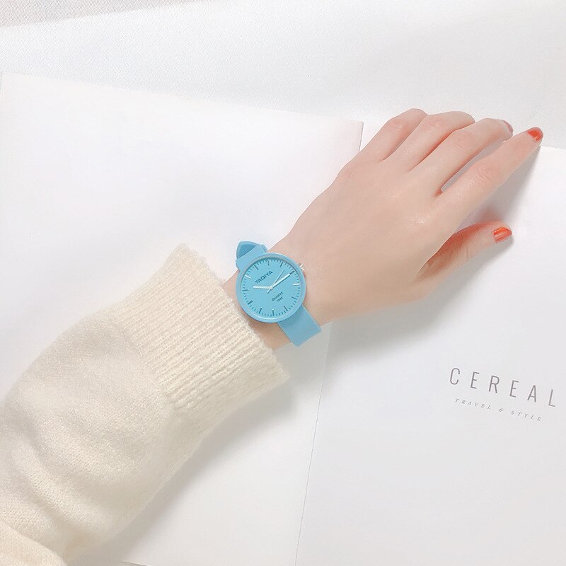 Relojes de Ins para mujer, de Color caramelo reloj de pulsera, reloj de silicona gelatinosa coreano, para mujer