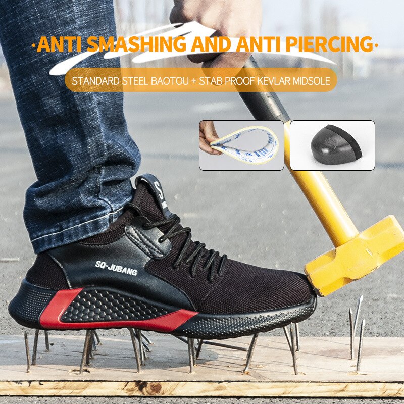 Hengittävät turvakengät miehille kesäiset kevyet työkengät teräskärkiset pistonkestävät työkengät tuhoutumattomat kengät