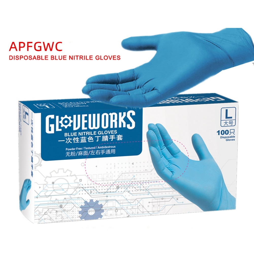 100 pièces jetables gants en Nitrile sans poudre Non vinyle Latex de alimentaire