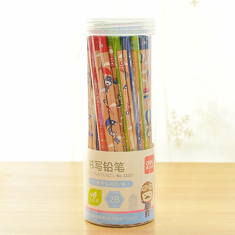 Deli HB/2B lápiz de dibujo, herramientas de dibujo, lápices para el colegio, lápices de escritorio para niños, lápiz HB de madera: deli 33331 2B 48pcs