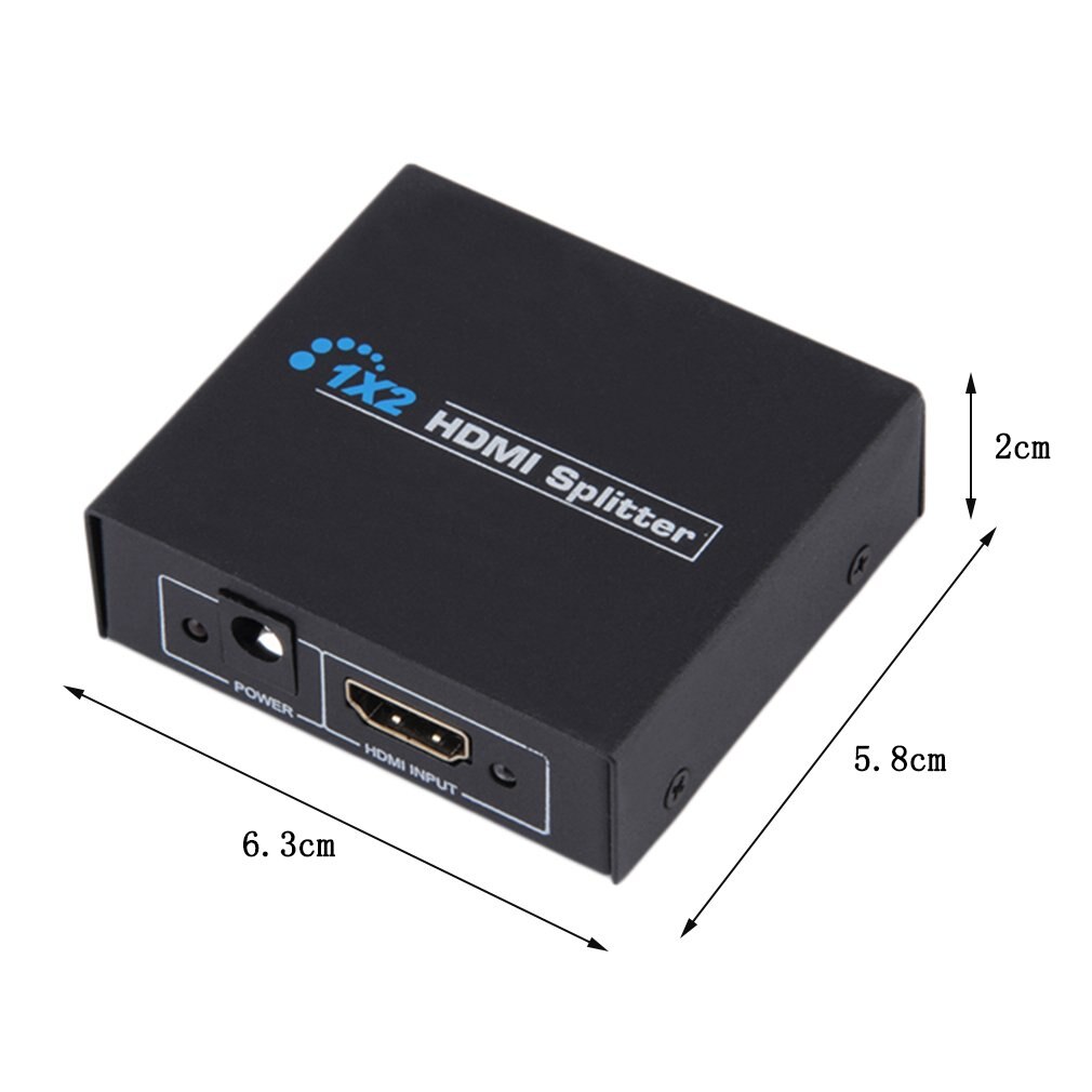 1080P 2 Ports HDMI Splitter 1.4 HDMI Splitter 3D 1 x 2 HDMI Splitter 5V Power Supply 1 In 2 Out Switcher For HDTV EU Plug