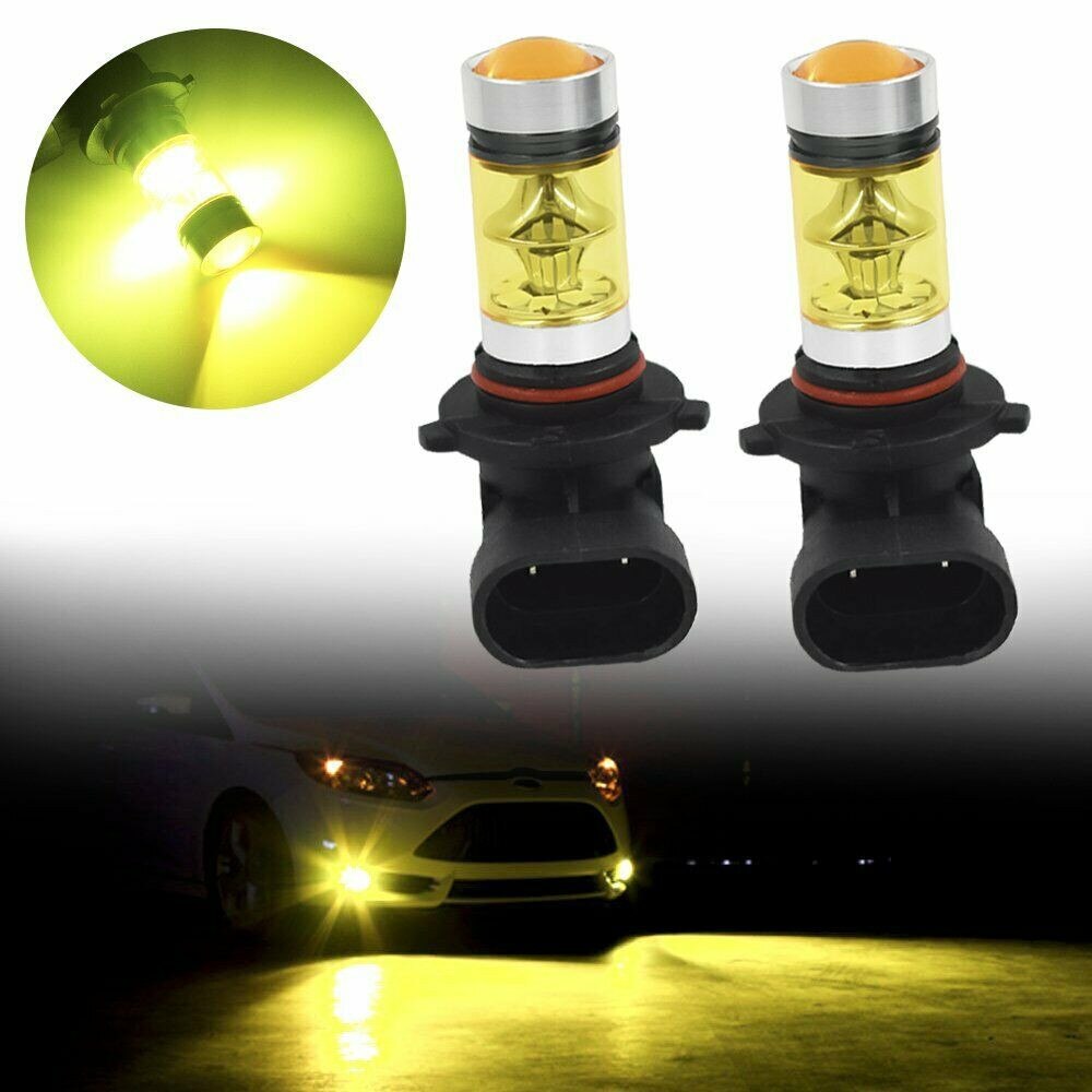 Bombillas de conducción diurna HB4 9006, amarillo frío, LED de alta potencia, reemplazo de 100W