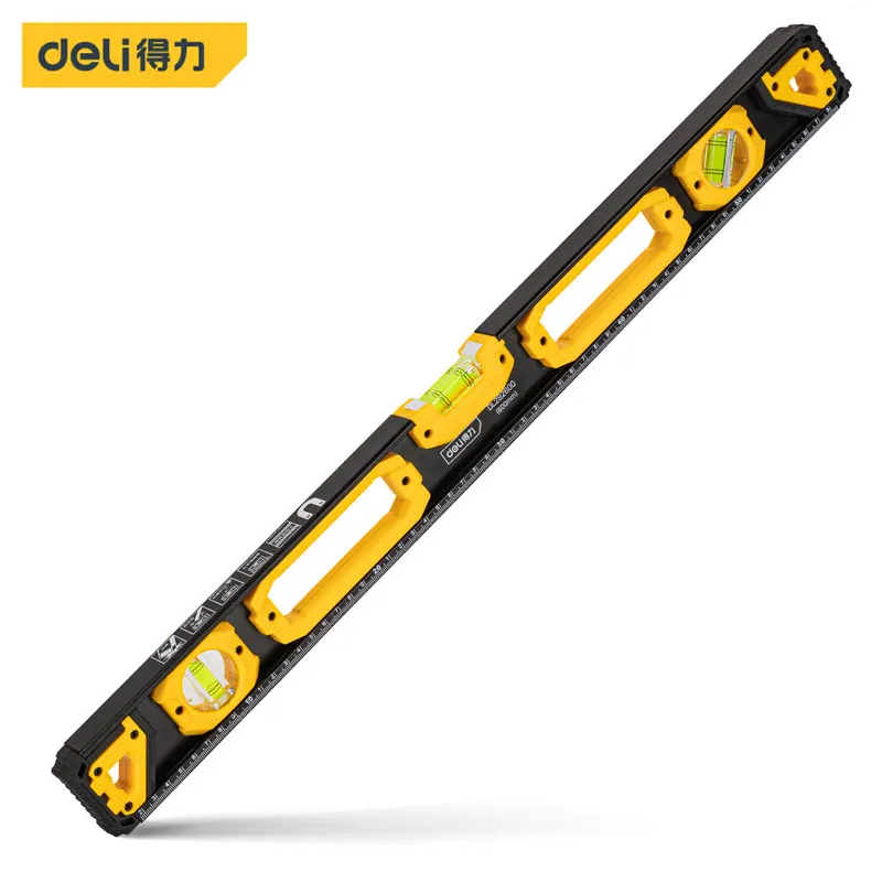 Deli-Nivel de burbuja de alta precisión, instrumentos de medición de nivel doméstico multifuncionales, herramientas manuales de medición para carpintería, 600mm: Negro