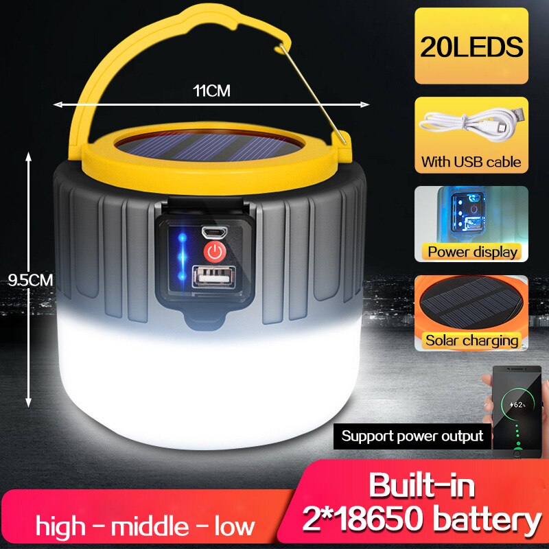 280W 190W Camping Light USB Rechargeable Bulb For Outdoor Tent Lamp Solar LED Portable 3 Mode Tent Lanterns Emergency Lights: package E