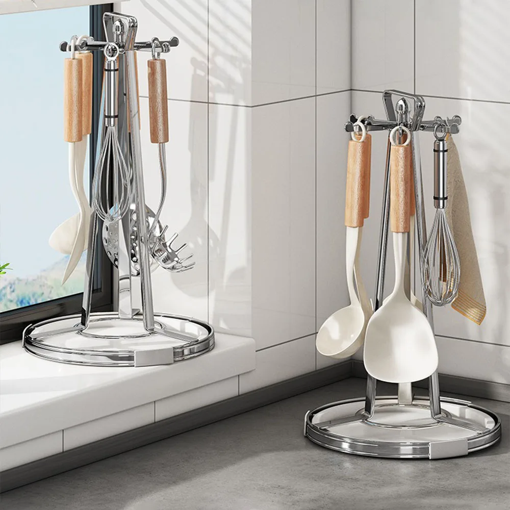 Aanrecht Kookgerei Spatel Lepel Houder 360 Gedraaid 6 Haken Hanger Keuken Organizer Rack Spatel planken