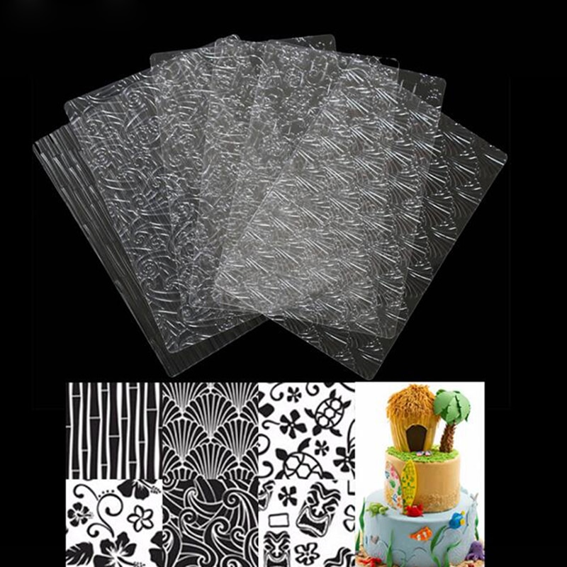 1Set Fondant Cakevorm Transparante Textuur Bakvormen Textuur Sheet Set Cookie Textuur Mat Suiker Ambachtelijke Decoratie Bakken Tools