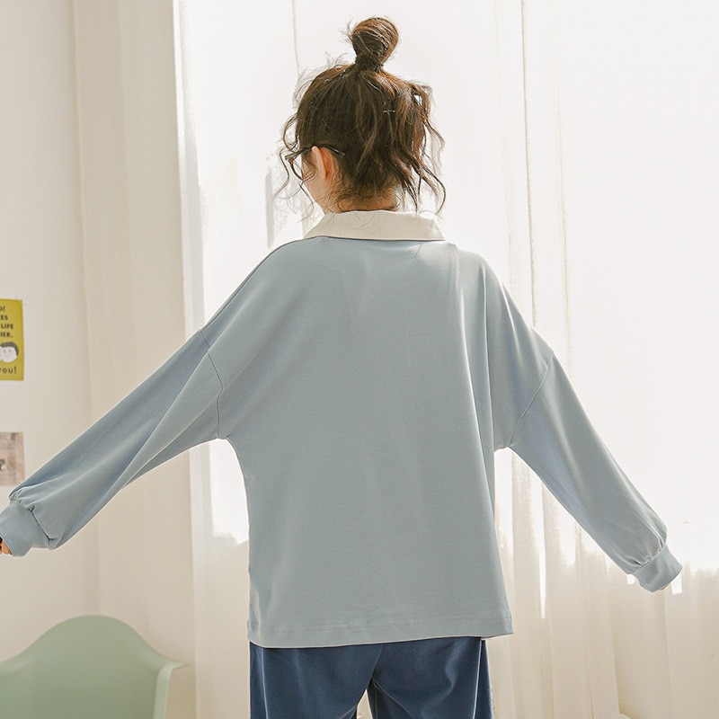 Pijamas nuevos de algodón de manga larga para mujer, ropa exterior de estilo coreano, suelta e informal, de talla grande, para el hogar, primavera y otoño