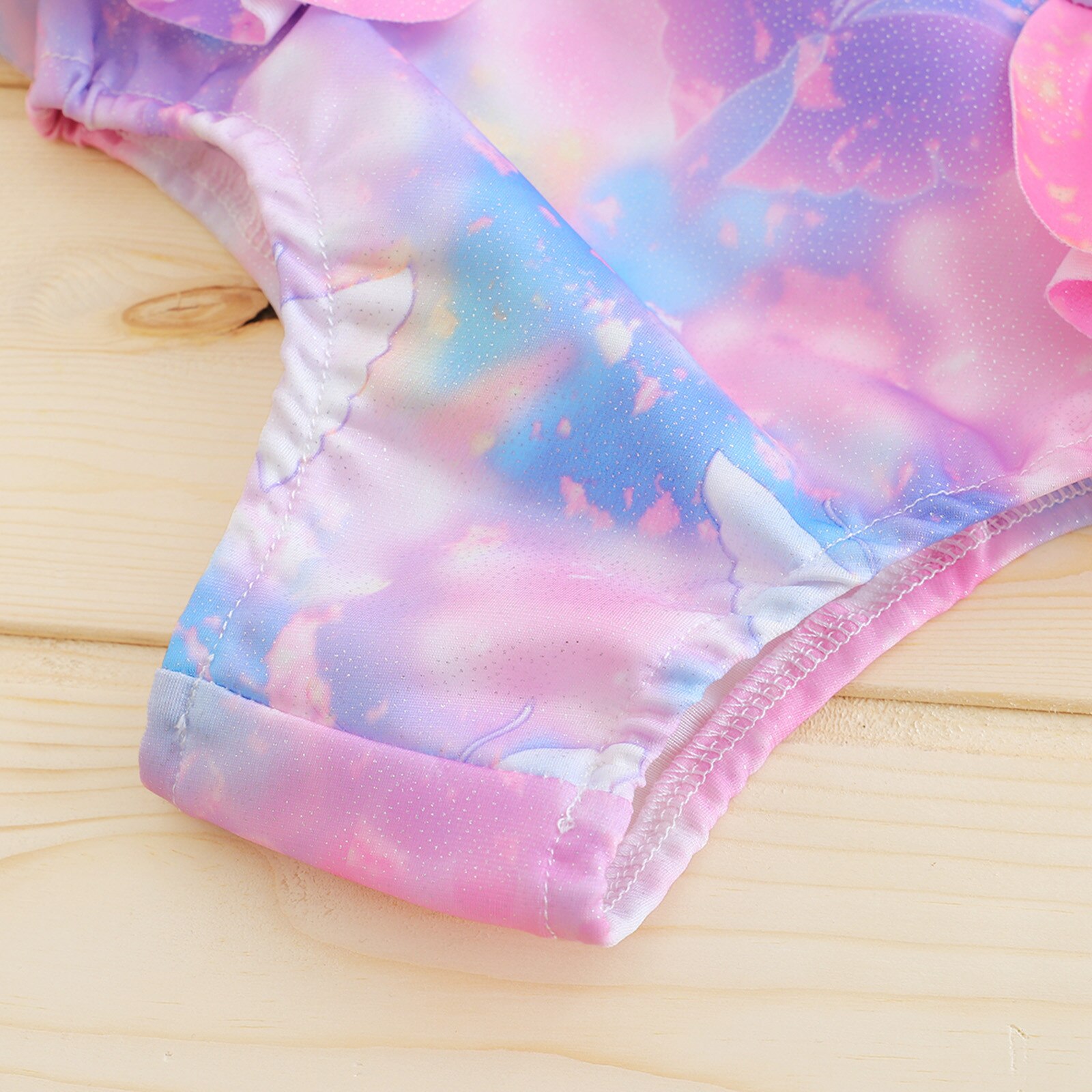 Rainbow Butterfly Swimwear Toddler Baby Girls One Piece Tie Dye Printed Ruffles Swimsuit Swimwear Bikini+Headbands Clothes Set