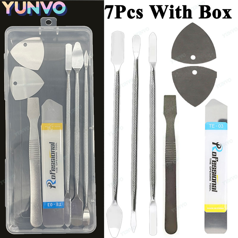 Reparationsverktyg för mobiltelefoner demontering reparation surfplatta bräckjärn multifunktionellt manuellt demonteringsverktyg bimetallhuvud med låda: Kaki