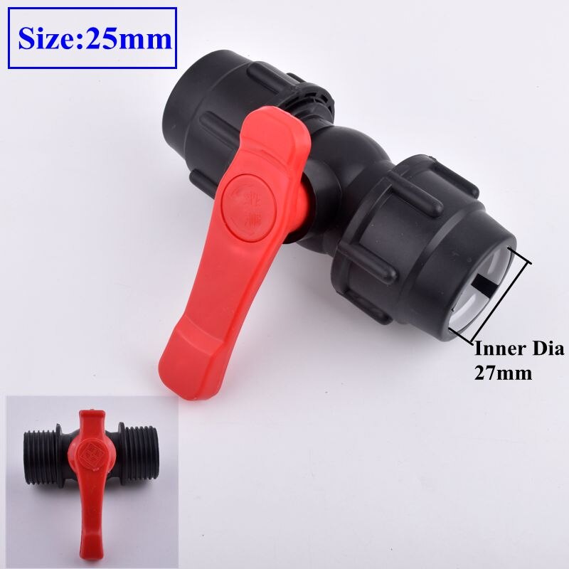 1Pc 20 ~ 63Mm Plastic Pe Valve Tuin Waterleiding Connector Kogelkraan Landbouw Irrigatiesysteem Fittings Quick joint Adapter: 25-25mm