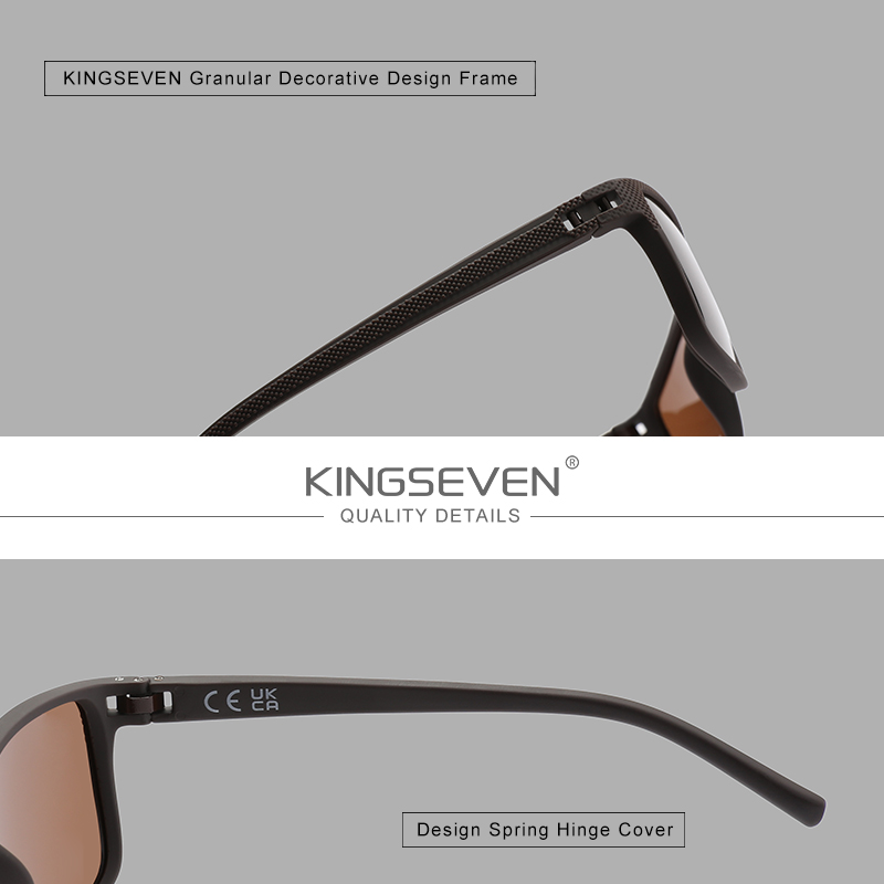 KINGSEVEN Neue polarisierte Sonnenbrille für Damen, klassisch, quadratischer Rahmen, Sonnenbrille für Herren, draussen-Reisen, 755