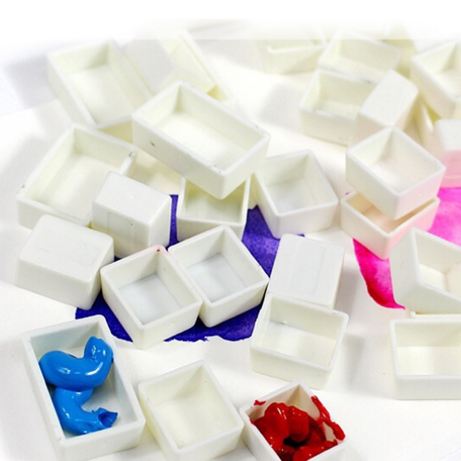 48 cintura vuote scatole per acquerelli pentole tavolozza vernice disegno scatola scatola impostato con 48 pezzi mezze padelle per bambini artista studente principianti