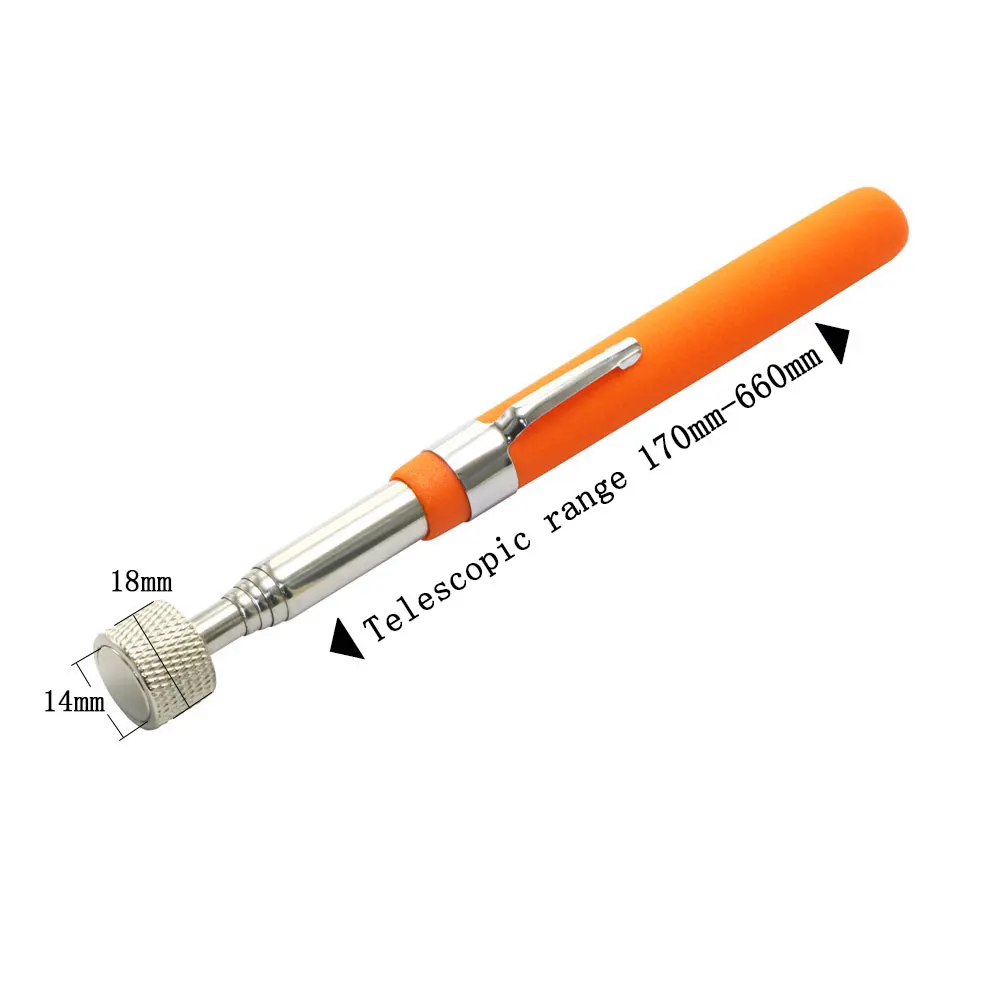 Telescopic Magnetic Pen with Light Mini Portable Magnet Pick Up Tool Extendable Pickup Rod Stick for Picking Up Screws Nut Bolt: Silver