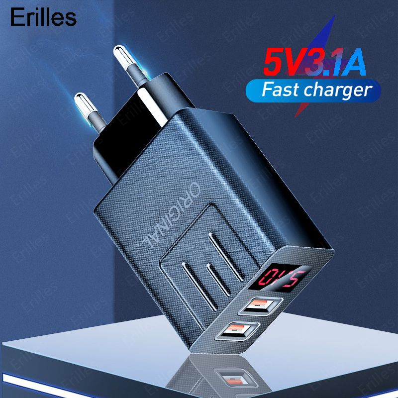 45W Mobiele Telefoon Oplader Qc 3.0 Usb Charger Led Digitale Display Quick Charge 3.0 Draagbare Telefoon Snel Opladen Adapter eu/Us Plug