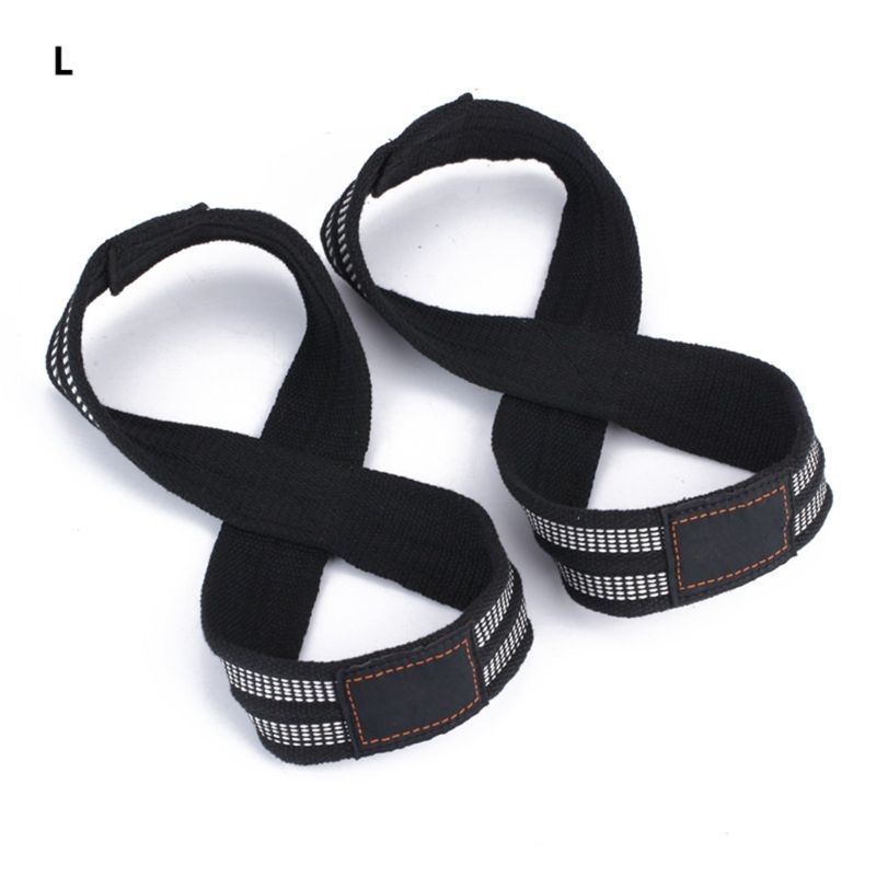 1pair Figure 8 Weight Lifting Straps DeadLift Wrist Strap for Pull-ups Horizontal Bar Powerlifting Gym Fitness Bodybuilding Equi: L