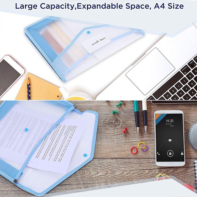 Plastic A4 Bestand Mappen Grote Capaciteit Portemonnee Document Zak Popper Portemonnee Envelop Mappen Voor Office Home School Travel Pvc Zak