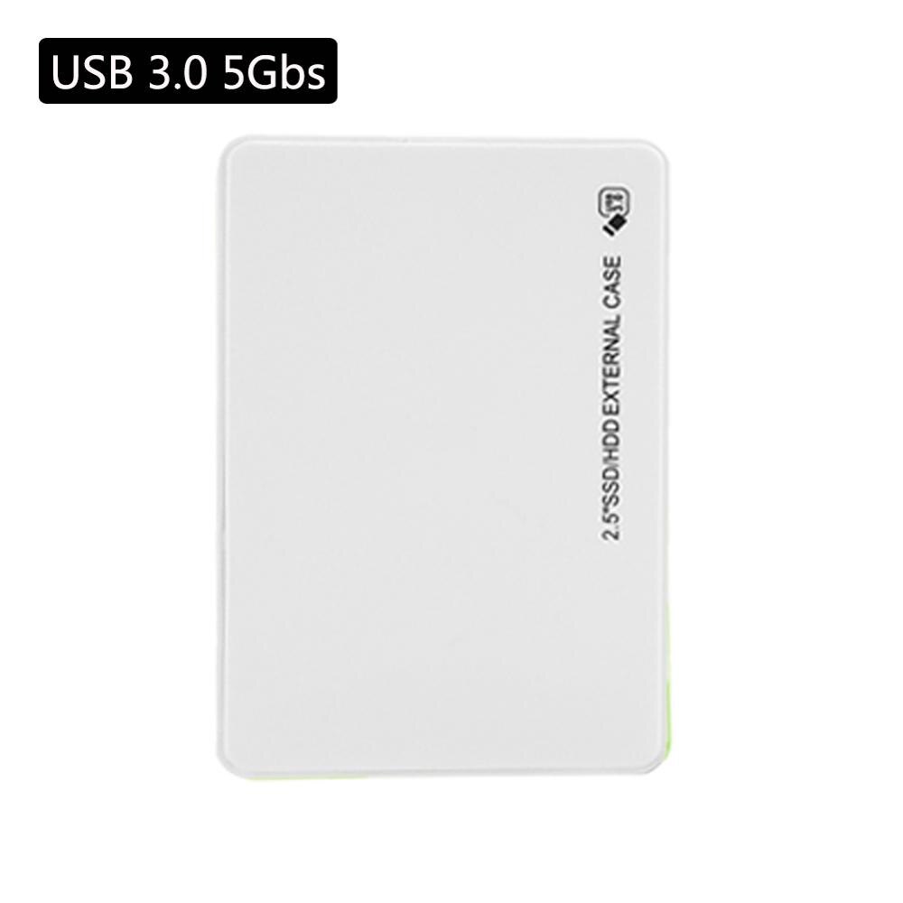 Protable 2.5 tommer usb 3.0 hdd tilfælde sata til usb 3.0 ekstern harddisk kabinet 5 gbps ssd harddisk kasse hdd box kabinet: Usb 3.0 5 gbs hvid