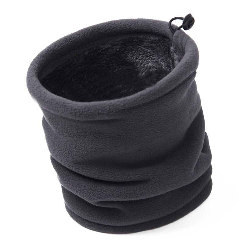 Polar Fleece Neck Tube Ear Warmer Gaiter Face Mask Headband Winter Thermal Warm Scarf for Camping Hiking Headwear Beanie Hat Cap: Double-layer Grey