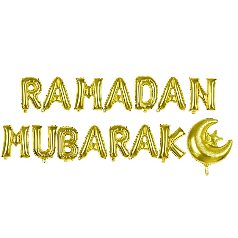 16inch Eid Mubarak Letter Foil Balloon Gold Silver Ramadan Mubarak Helium Balloon Muslim Festival Party Decoration Supplies: B10