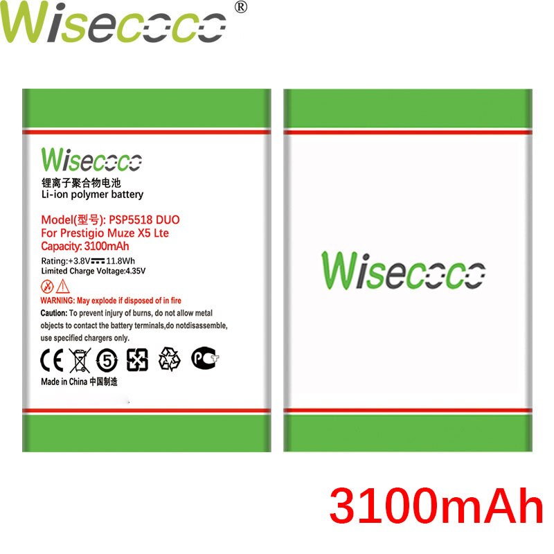 Wisecoco Psp 5518 3100Mah Batterij Voor Prestigio Muze X5 Lte Psp5518 Duo Mobiel + Tracking Nummer