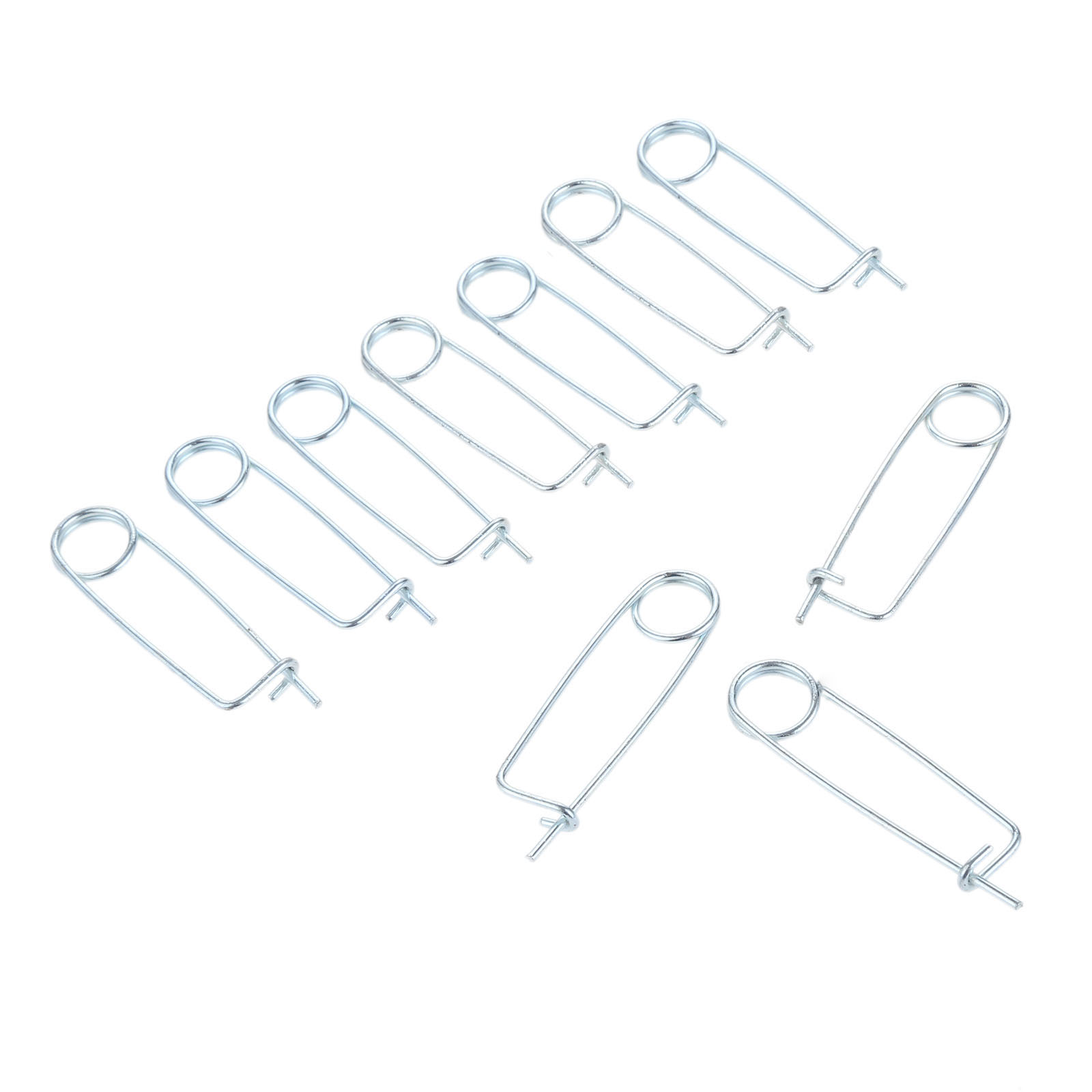 Pasadores de seguridad con forma de broche de acero, 10 piezas, pasador de resorte, cierre rápido, cierre para granja, césped, enganche de jardín, 2x45x15mm