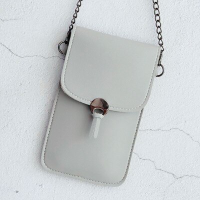 Touch Screen Cell Phone Purse Smartphone Wallet Leather Shoulder Strap Handbag Women Bag for 11 Samsung S10 Huawei P20: Light grey Chain