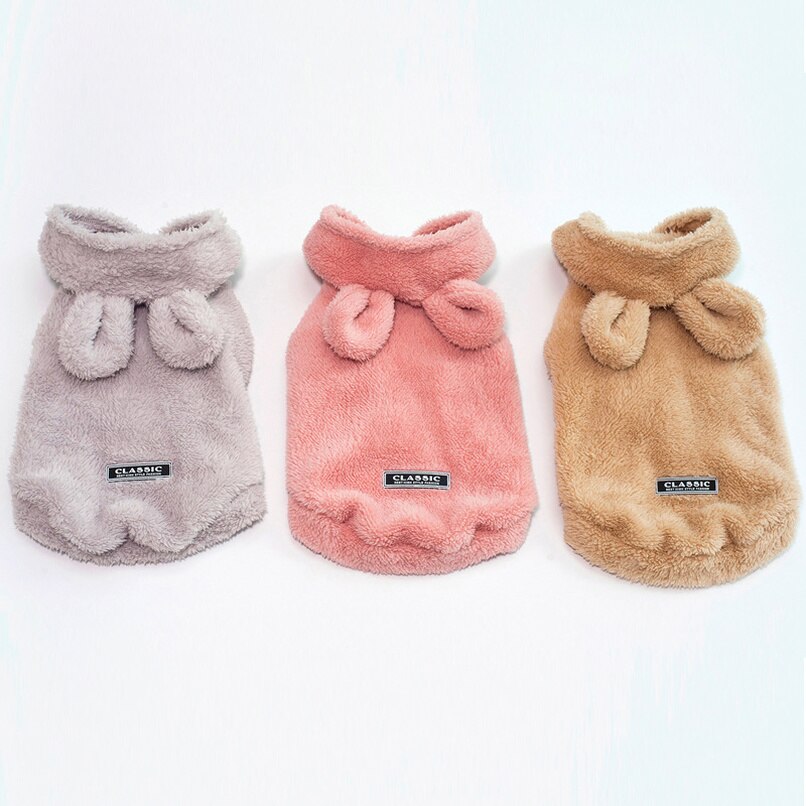 Winter Kleine Honden Jas Franse Bulldog Teddy Kleding voor Warm Houden Hond Kleren Trui Honden Bear Oor Hoodie Shirt kostuum