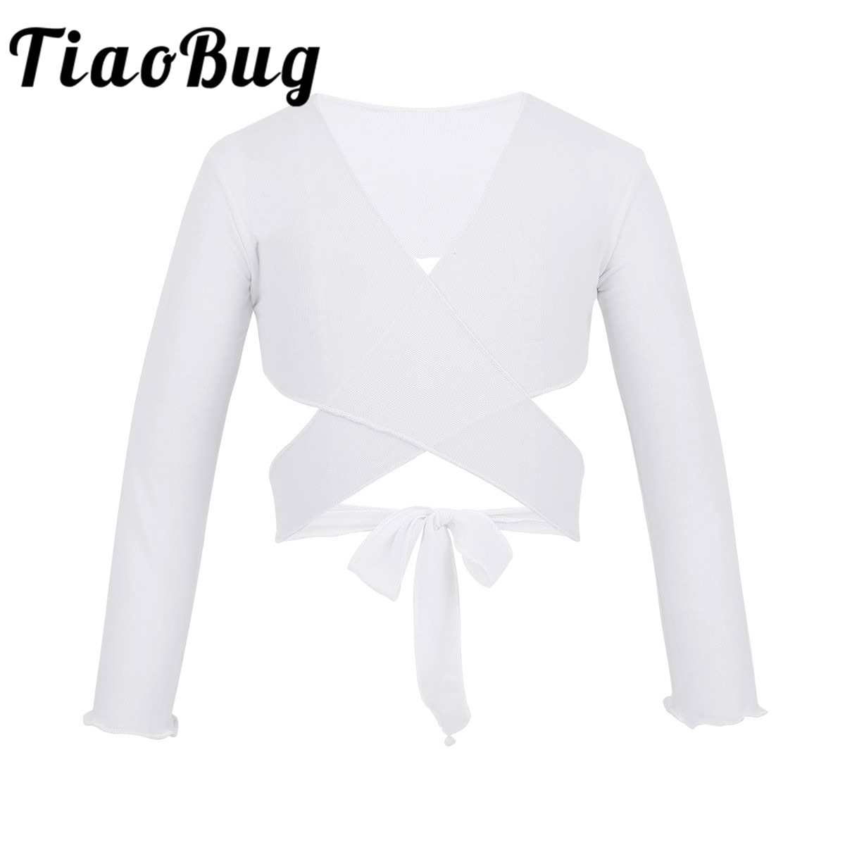 Kinderen Meisjes Bloem Jurk Bolero Jas Ballet Kostuum Lange Mouwen Wrap Top Met Verstelbare Tie Sluiting Voor Bruidsmeisje Bruiloft