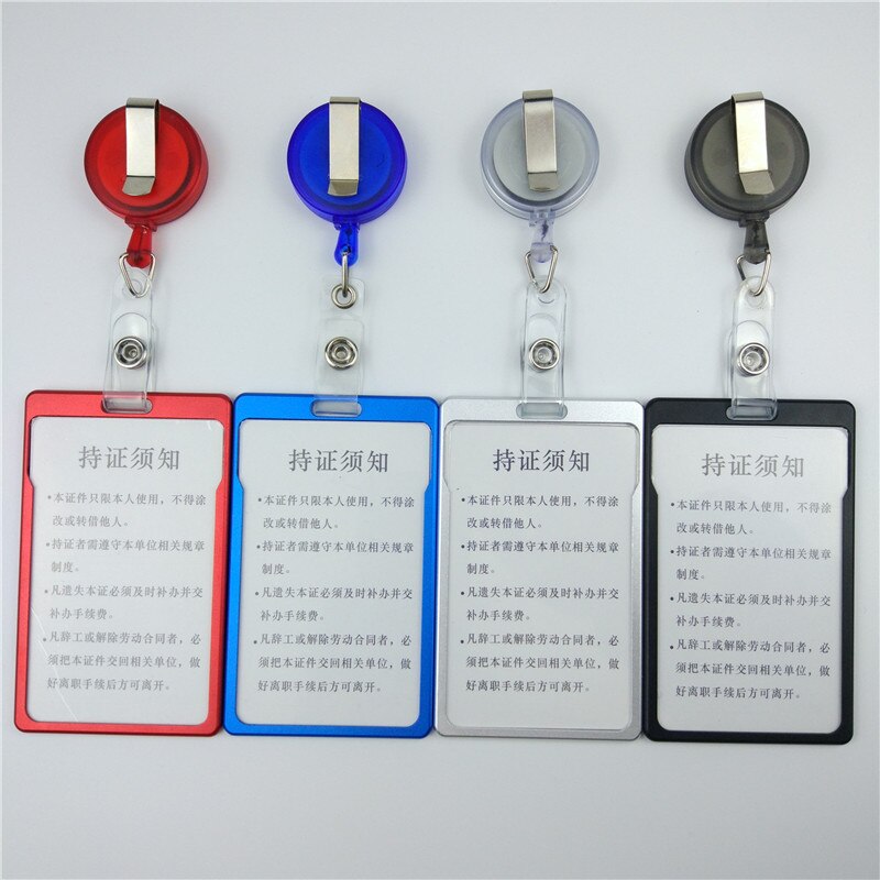 Soportes de Tarjeta De Nombre de trabajo de aleación de aluminio, soporte de insignia retráctil con carrete de tarjeta de identificación, cubierta de paso de Metal para exposición estudiantil