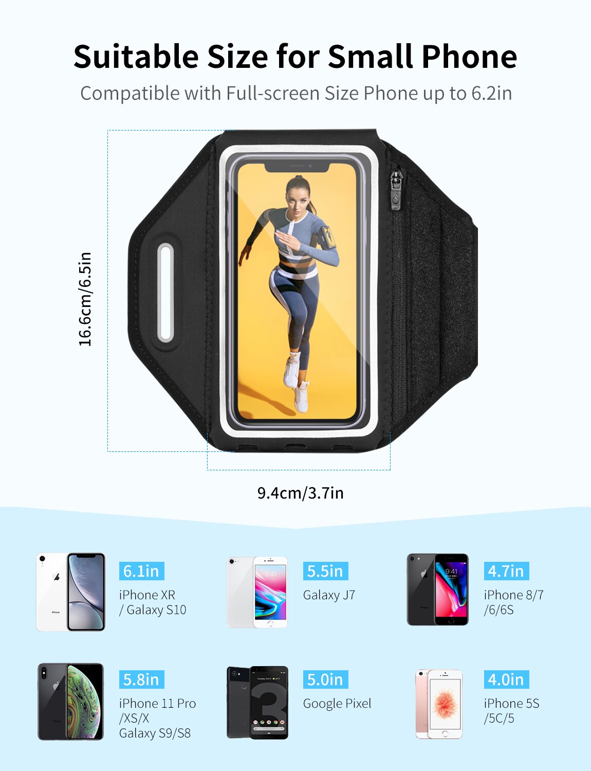 Mpow – brassard de téléphone universel PA195, 6.2 pouces, avec sac pour écouteurs, support de téléphone, sport, pour iPhone 12/11/XR