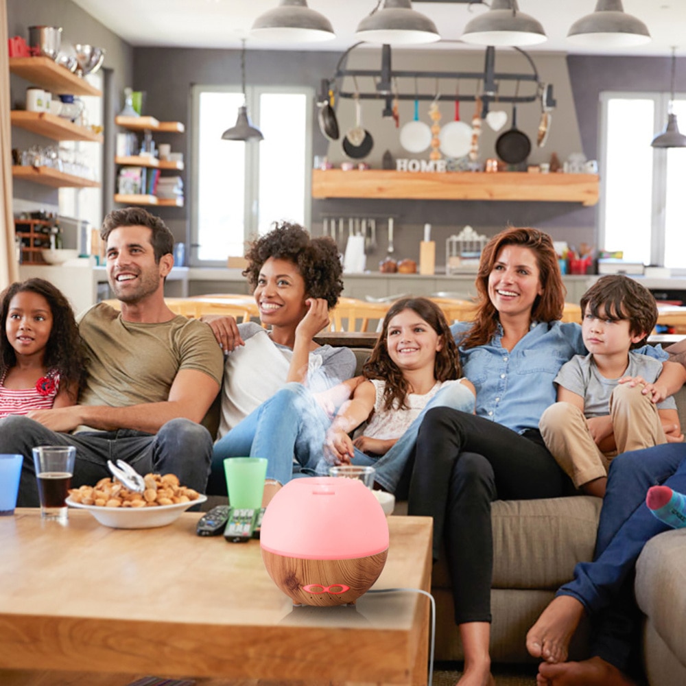 1pc Essential Oil Diffuser 400ML Humidifier Electric Aroma Diffuser with US Plug (Light Wood Grain)