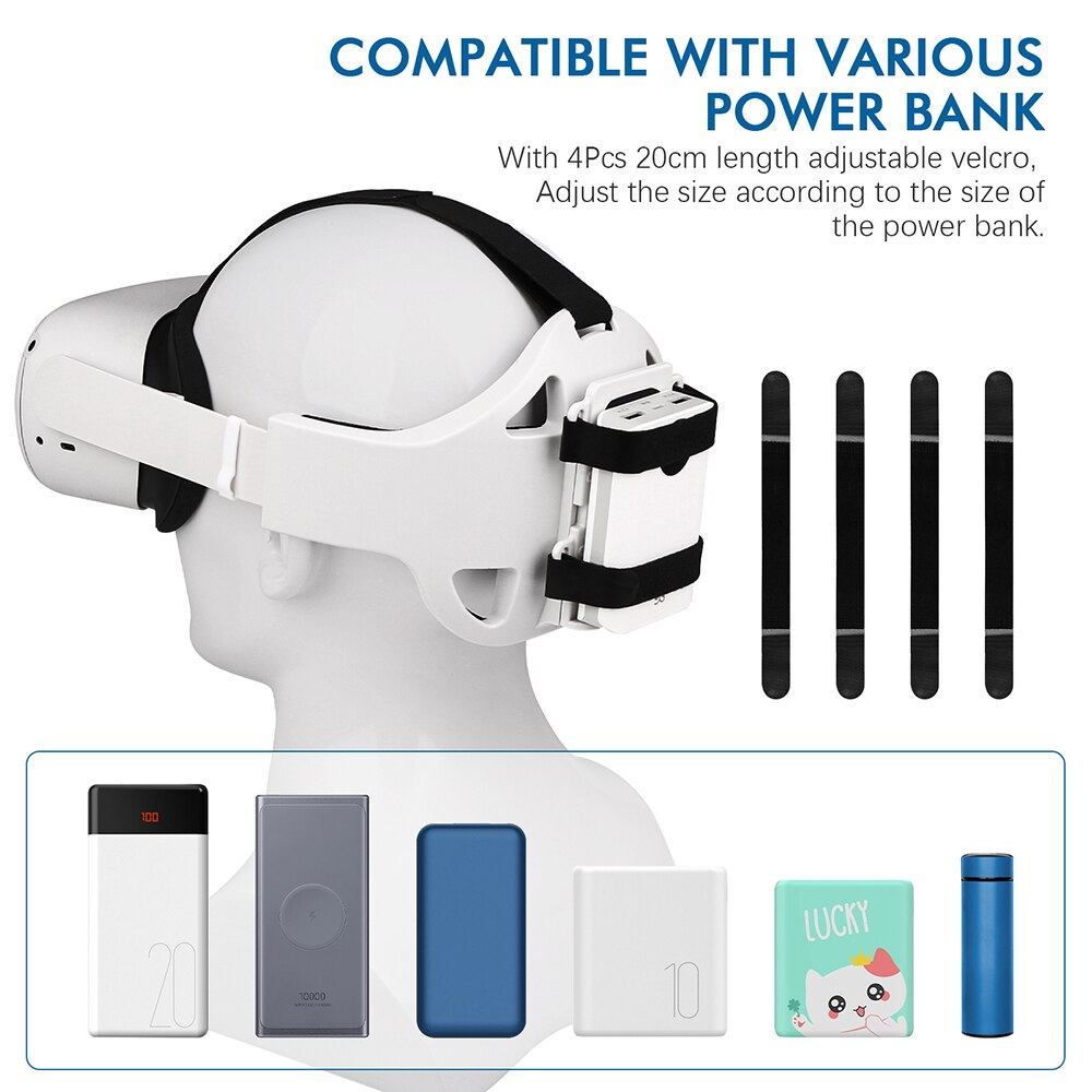 Adjustable Head Strap For Oculus Quest 2 Halo Strap With PowerBank Fixing Bracket Holder Headband For Oculus Quest2 Accessories