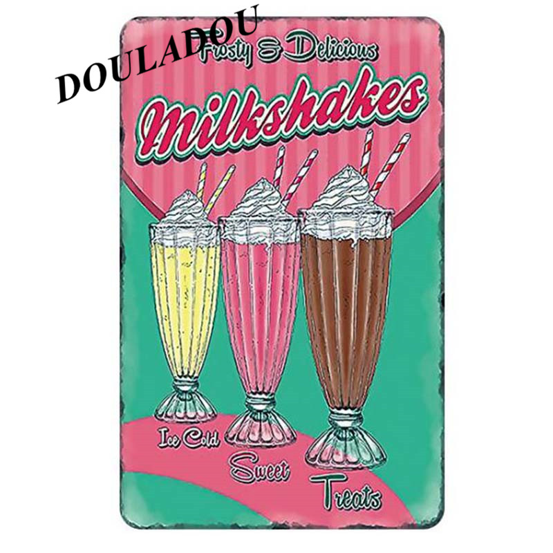 [Douladou] Vintage Pannenkoek Pizza IJS Plaque Tin Teken Cafe Winkel Metalen Teken Poster Bar Club Thuis decoratie 20x30cm