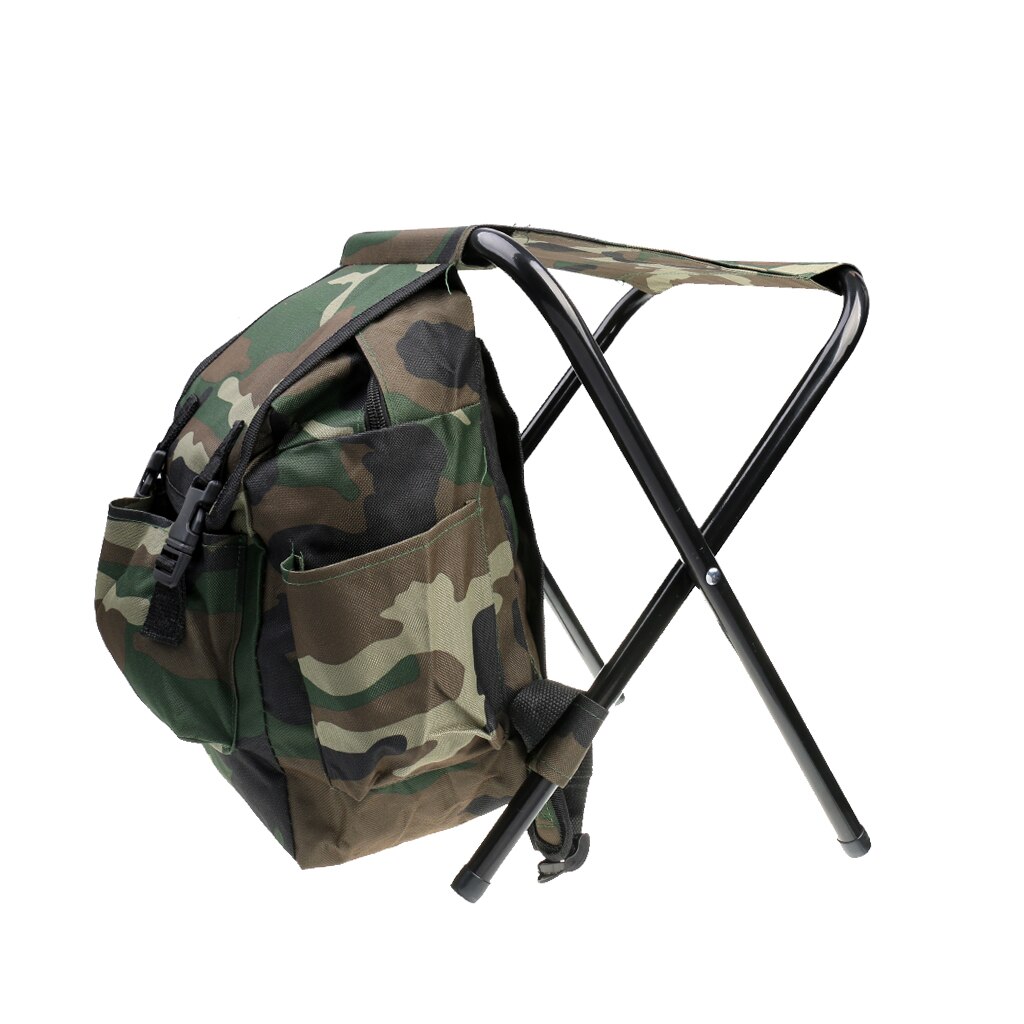 Chaise De Sac à Dos Pliable Camouflage - Tabouret De Pêche Portable Avec Rangement Pour Camping, Chasse Et Pique-Nique