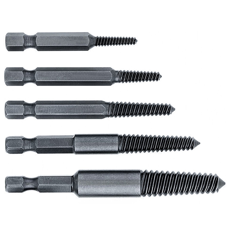 6 PCS Damaged Screw And Broken Bolt Extractor Set With 1/4 Quick Change Arbors Tool Kit Bad Screw Stud Remover