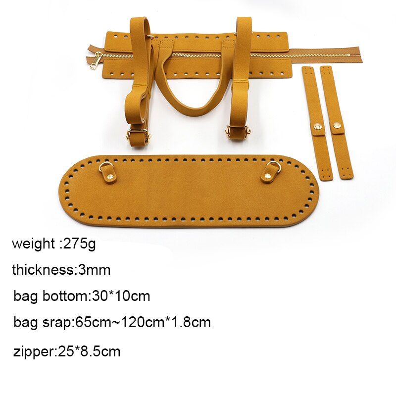 Leather Bag Set For Diy Backpack Handmade Handbag Accessories Bag Bottom Shoulder Strap Gold Zipper Women Shoulder Bag