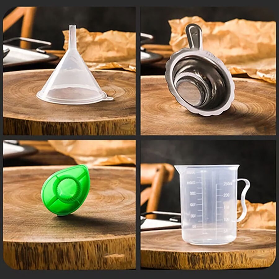 Funnel transfer perfume Liquid Plastic Filter Funnel Plastic Graduated Measuring Cup Liquid Container Measuring cup funnel set