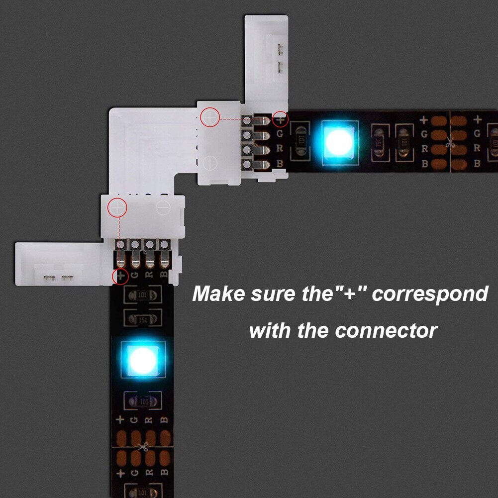 10pcs/pack Corner RGB SMD L Shape Conductor Quick Splitter Right Angle Solderless 10mm 4-pin Connector Accessory LED Light Strip