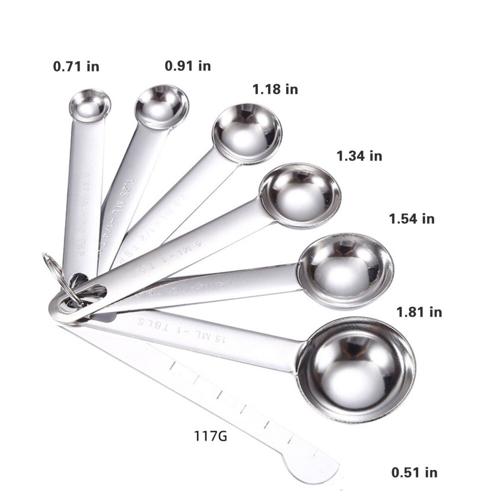 6/7 pçs colheres de medição de aço inoxidável multiuso criativo cozimento cozinhar tempero colheres de medição acessórios de cozinha: 7pcs 