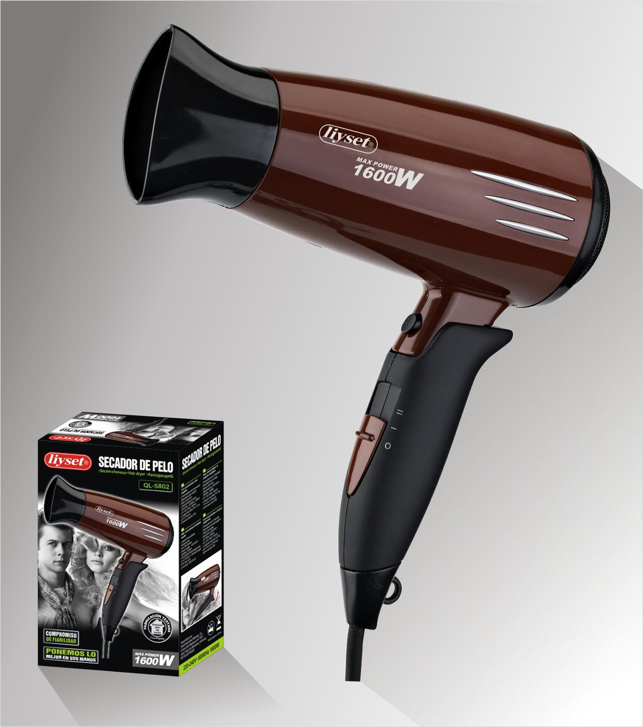 Liyset secador de pelo para peluquería y peluquería de 1600/1200w con enchufe europeo, secador de pelo con potencia Real de 2300w, secador de pelo para salón: 72154-1600w