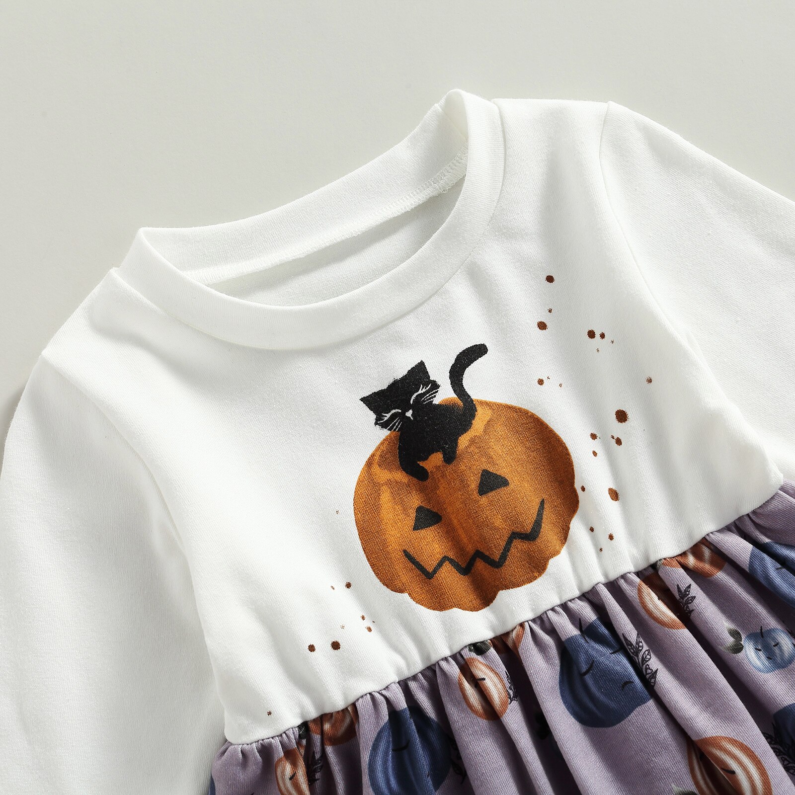 Toddler Baby Girls Princess Dress abito a maniche lunghe con stampa zucca di Halloween per bambini neonati estivi 6 mesi-4 anni vestiti