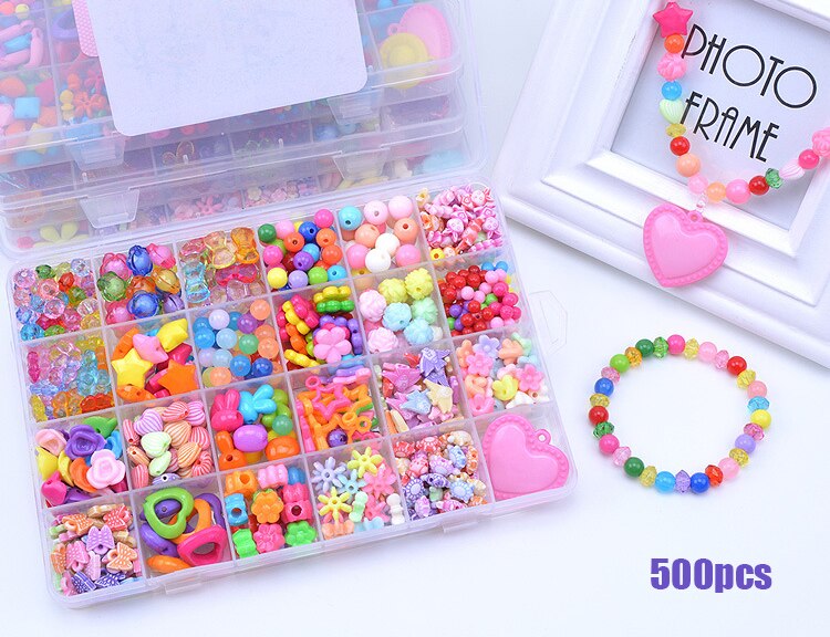 Kids DIY Bead Kit - Acrylic Plastic Spacer Charms - Necklace Bracelet Jewelry Making Toy for Girls 5-13 Years: 24 grid 6