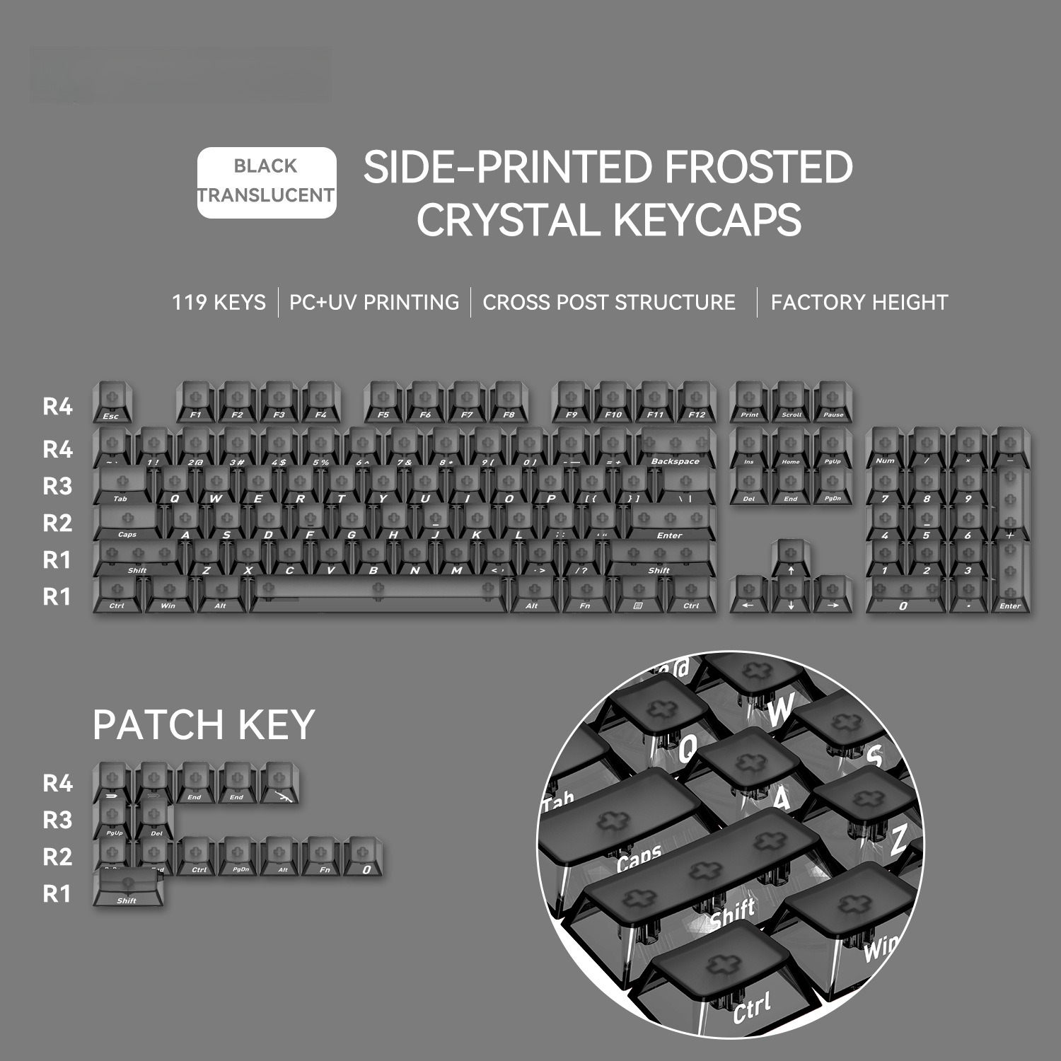 Front Matte Finish Keycaps Sides Translucent Cherry Profile PC Keycaps for Gaming Mechanical Keyboard Key Caps Custom Keyboard: Purple Red