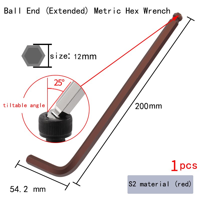 S2 Allen Key Hexagonal Screwdriver Extended Allen Wrench Set 1.5/2/2.5/3/5/6/8/14/17mm: Grey